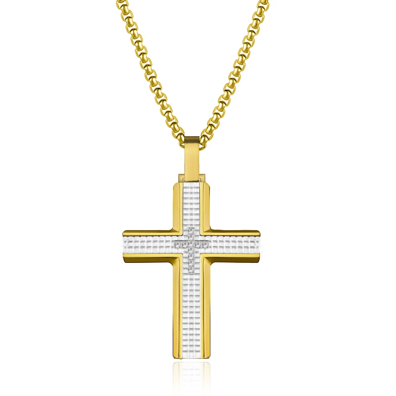 Father's Day Gifts Big Pave CZ Diamond Men's Crucifix Cross Pendant Necklace Father's Day Gifts Big Pave CZ Diamond Men's Crucifix Cross Pendant Necklace