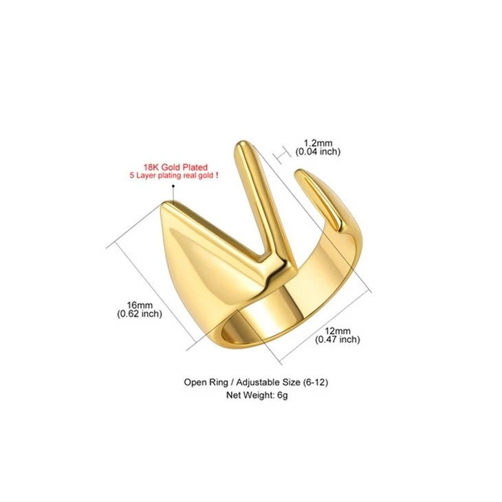 Gold 18K PVD Alphabet Open-Style Letter Ring best Gold 18K PVD Alphabet Open-Style Letter Ring best