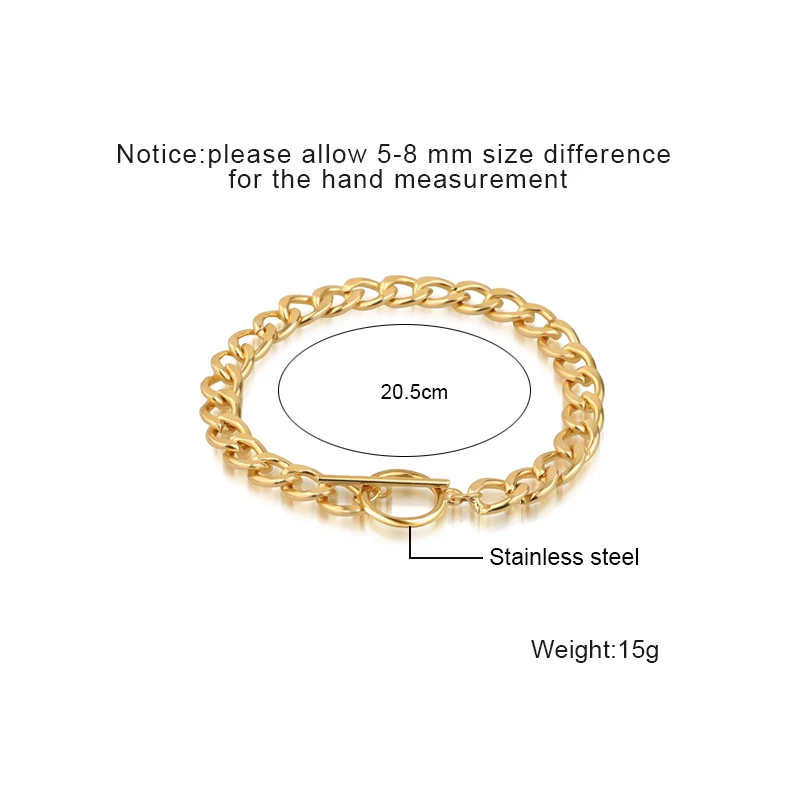 Polished Oval Link Chain with T-Bar Clasp Bracelet size detail Polished Oval Link Chain with T-Bar Clasp Bracelet size detail