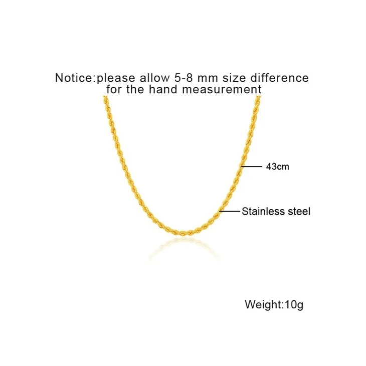 Slim Twisted Rope Texture Polished Chain Necklace suppliers