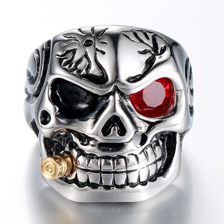 Skull Bullet Eye Gemstone Statement Ring factory Skull Bullet Eye Gemstone Statement Ring factory