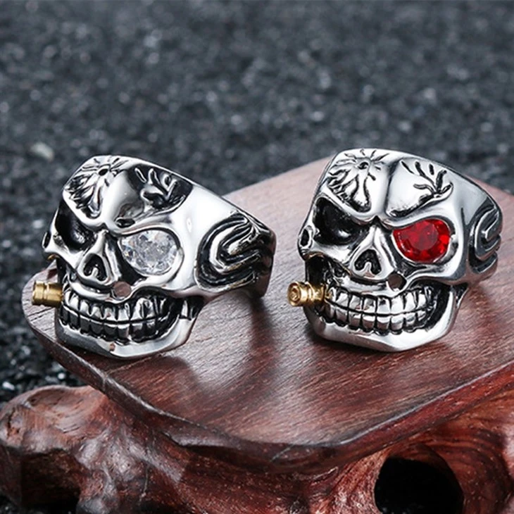 Skull Bullet Eye Gemstone Statement Ring factory Skull Bullet Eye Gemstone Statement Ring factory